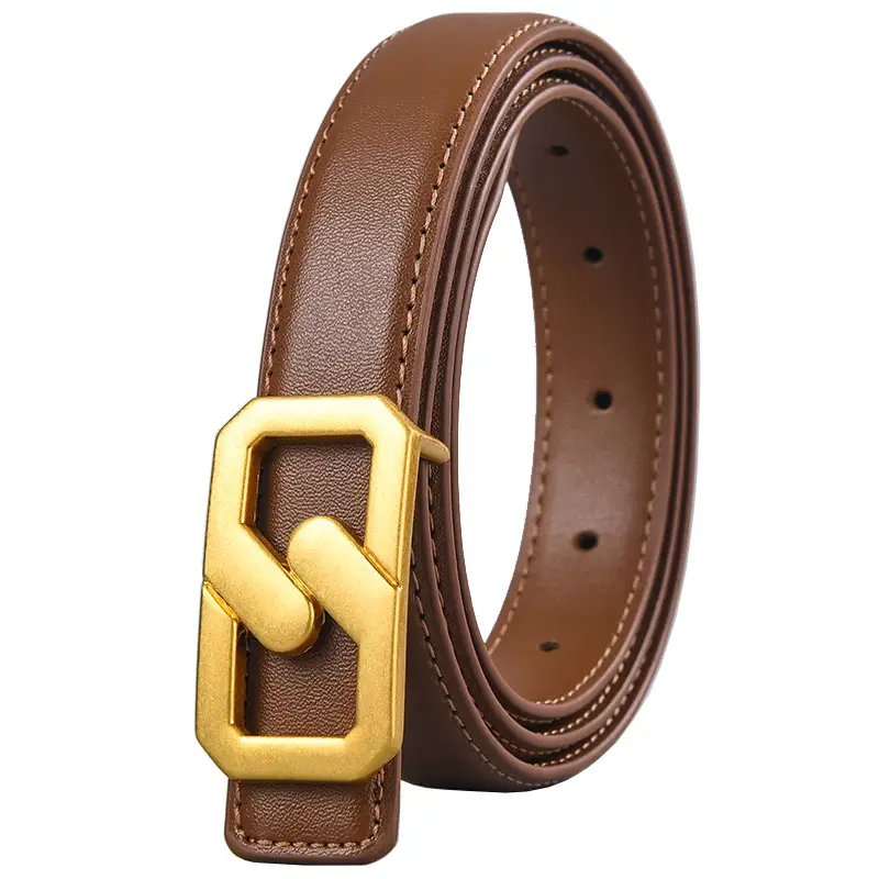 Tie Belt with Gold Plate Buckle Brown - Image 11