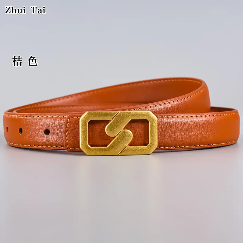 Tie Belt with Gold Plate Buckle Brown β feature 11