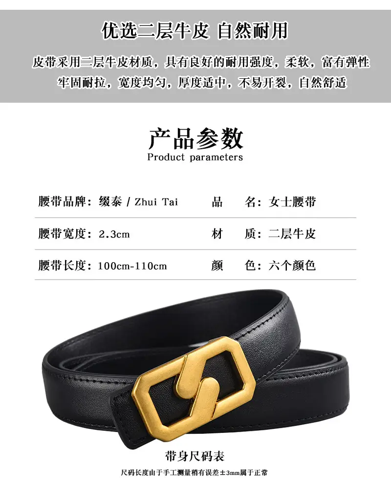Tie Belt with Gold Plate Buckle Brown β feature 7