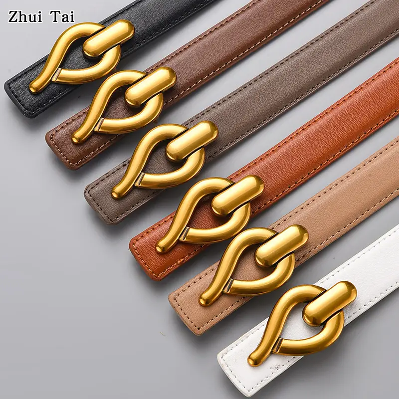 Black Leather Crossbody Belt with Gold Buckle - Image 7