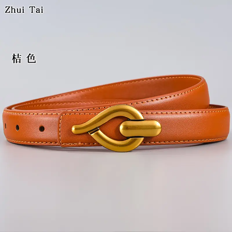 Black Leather Crossbody Belt with Gold Buckle - Image 10
