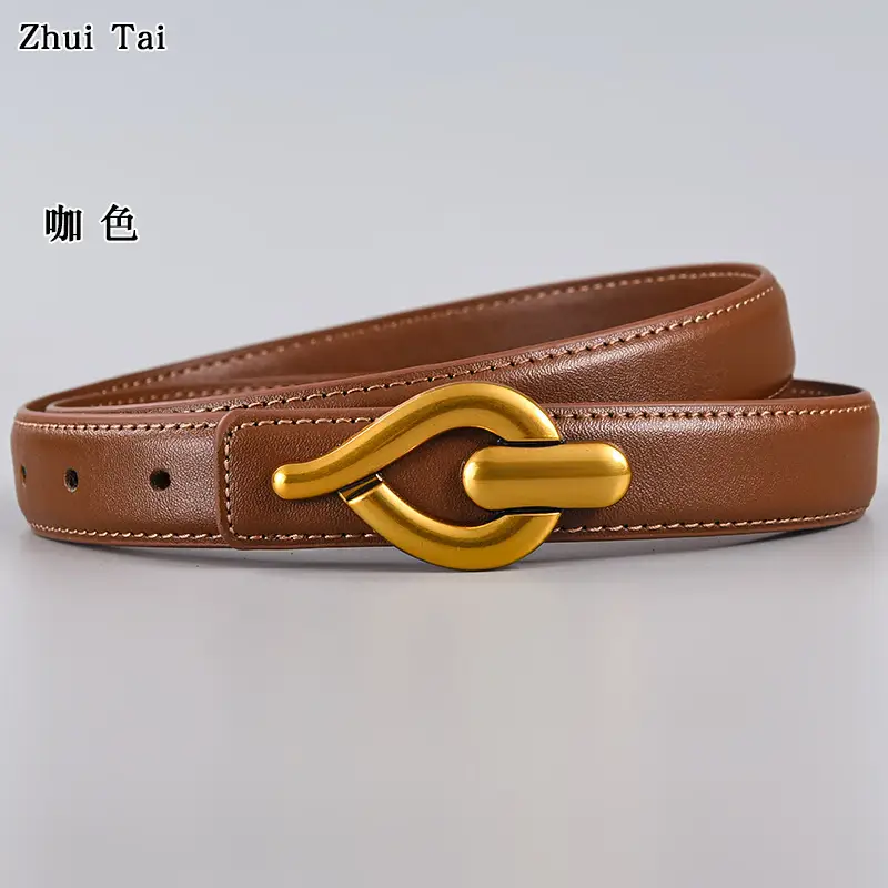 Black Leather Crossbody Belt with Gold Buckle - Image 4