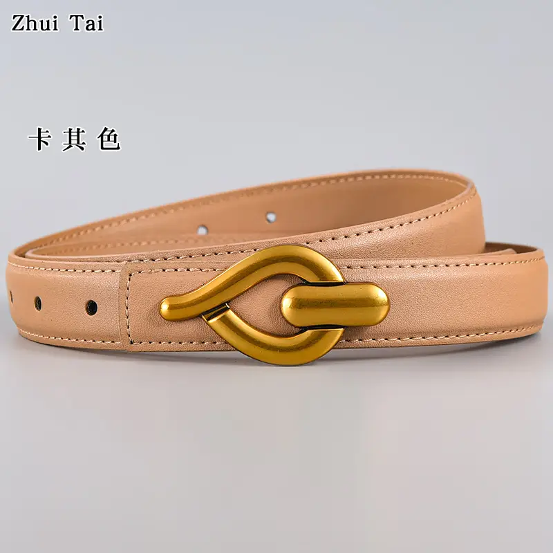 Black Leather Crossbody Belt with Gold Buckle - Image 5
