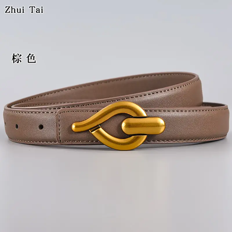 Black Leather Crossbody Belt with Gold Buckle - Image 6