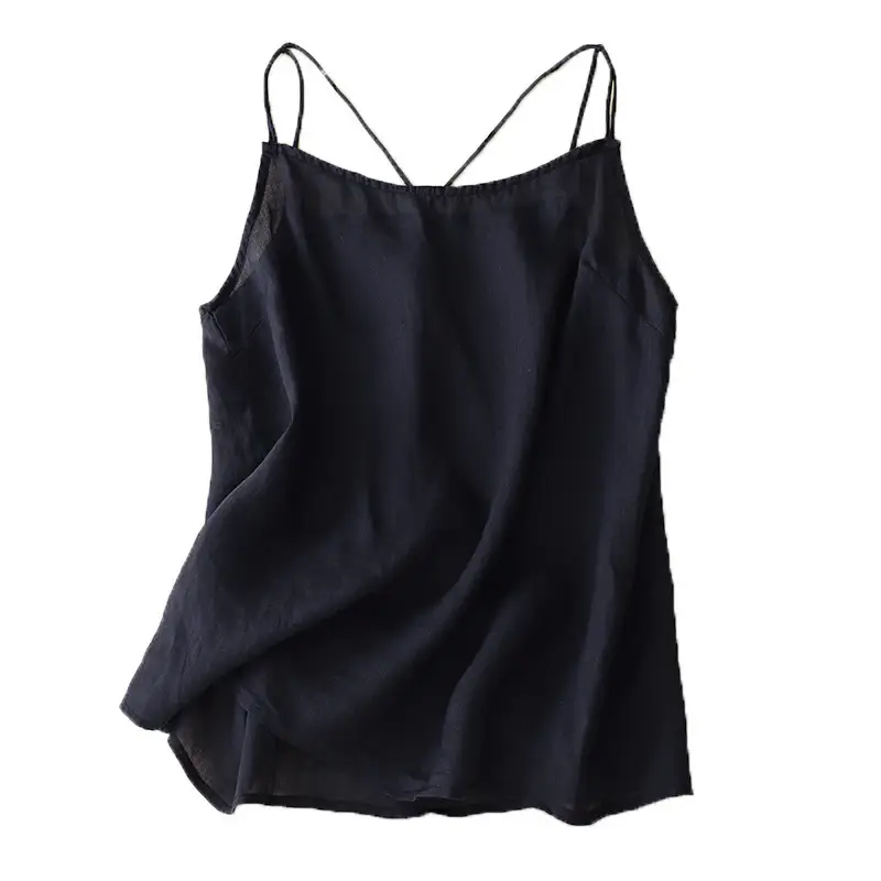 Green Ramie Cross Back Vest for Women - Image 6
