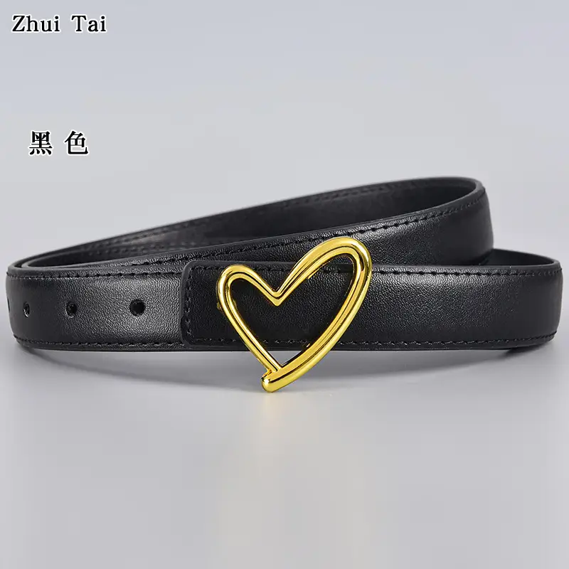 Black Heart Buckle Belt for Women - Image 9