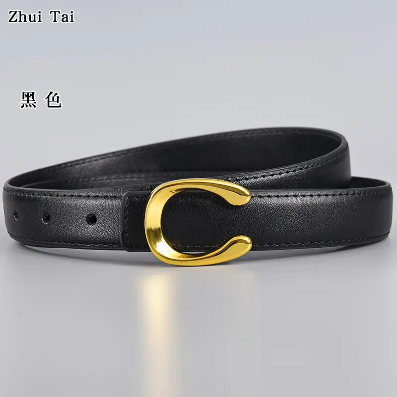 Ladies Leather Belt with Gold Buckle Card Color β feature 10