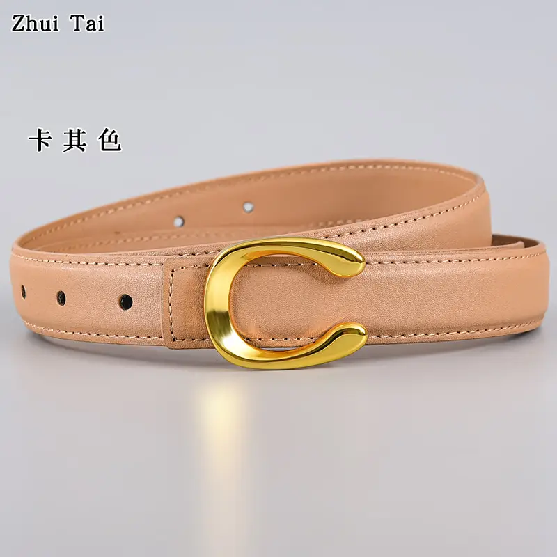 Ladies Leather Belt with Gold Buckle Card Color β feature 13