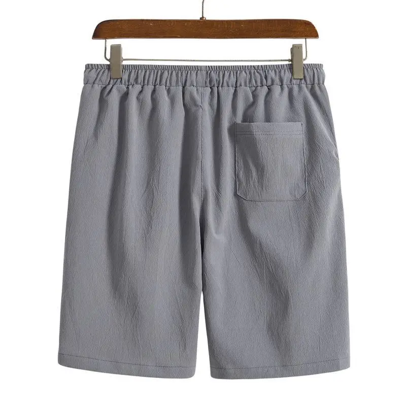 2023 New Men's Gray Cotton Linen Shorts — feature 30