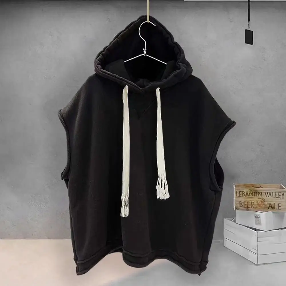 White Hooded Sleeveless T-Shirt for Men