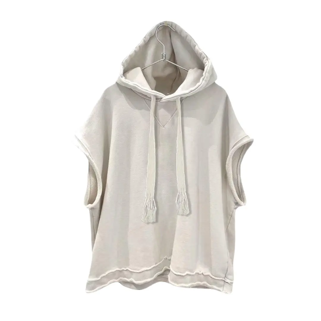 White Hooded Sleeveless T-Shirt for Men