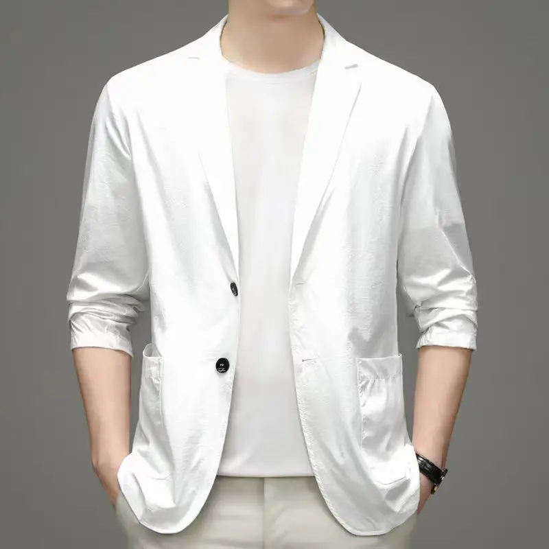 Men's Blue Casual Jacket Summer Lightweight Business Suit