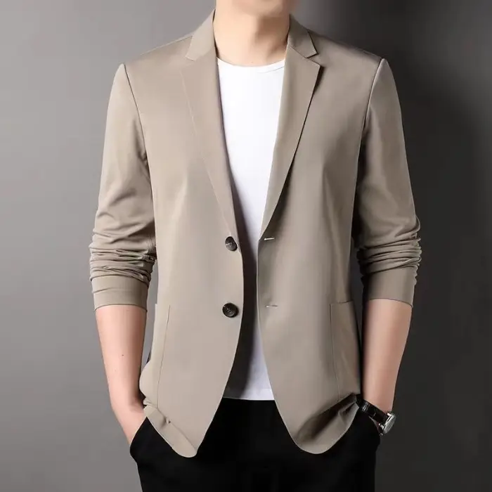 Men's Blue Casual Jacket Summer Lightweight Business Suit — feature 7