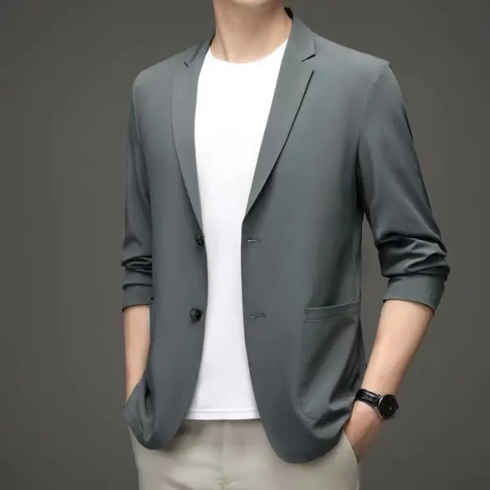 Men's Blue Casual Jacket Summer Lightweight Business Suit