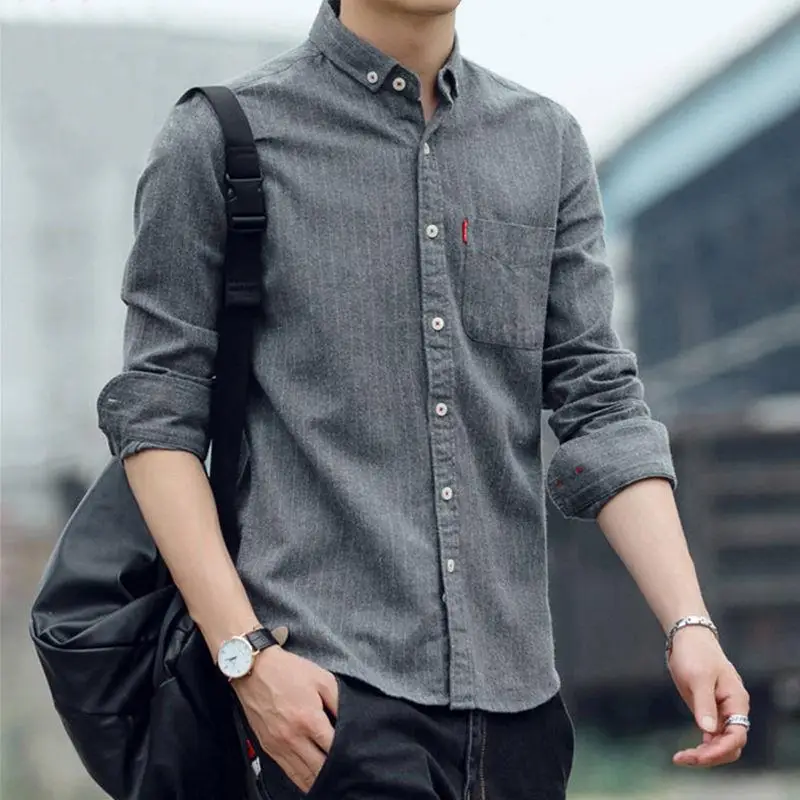 Men's Long Sleeve Striped Shirt 2022 Slim Fit - Image 32