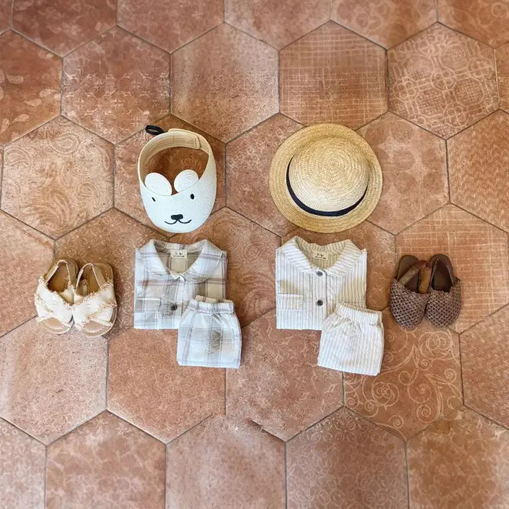 Baby Boys & Girls Plaid Summer Suit with Hat & Shoes