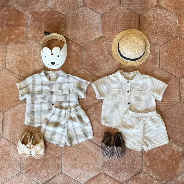 Baby Boys & Girls Plaid Summer Suit with Hat & Shoes — feature 1