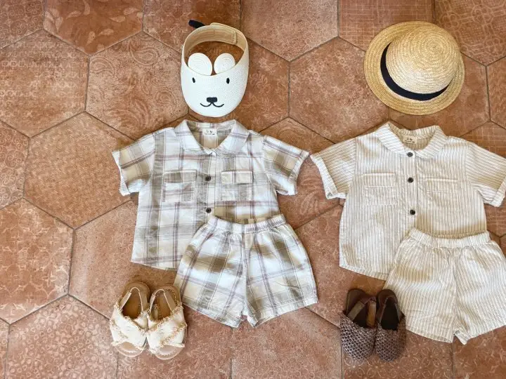 Baby Boys & Girls Plaid Summer Suit with Hat & Shoes — feature 2