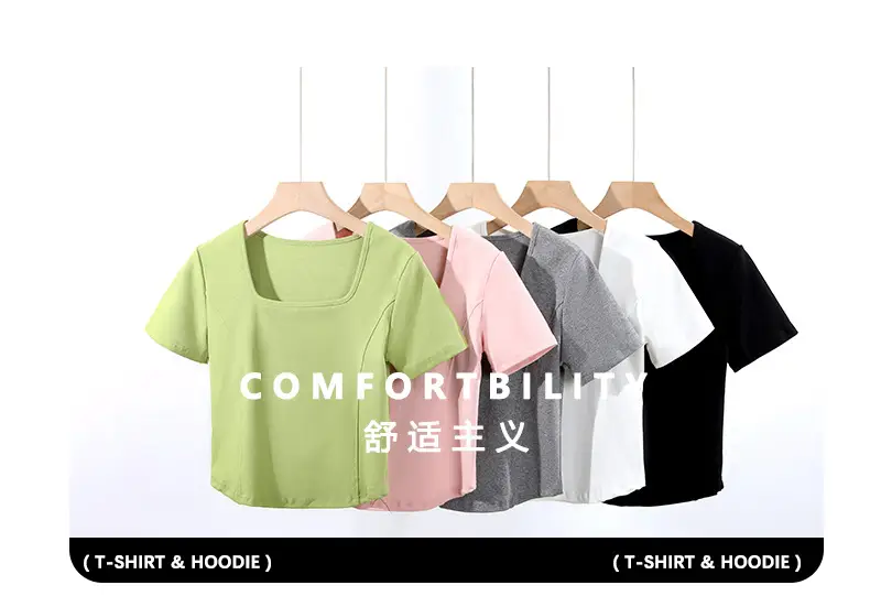 Women Pink Square Collar Slim Fit T-Shirt — feature 1