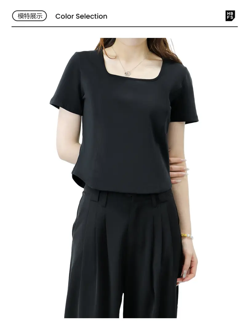 Women Pink Square Collar Slim Fit T-Shirt — feature 13