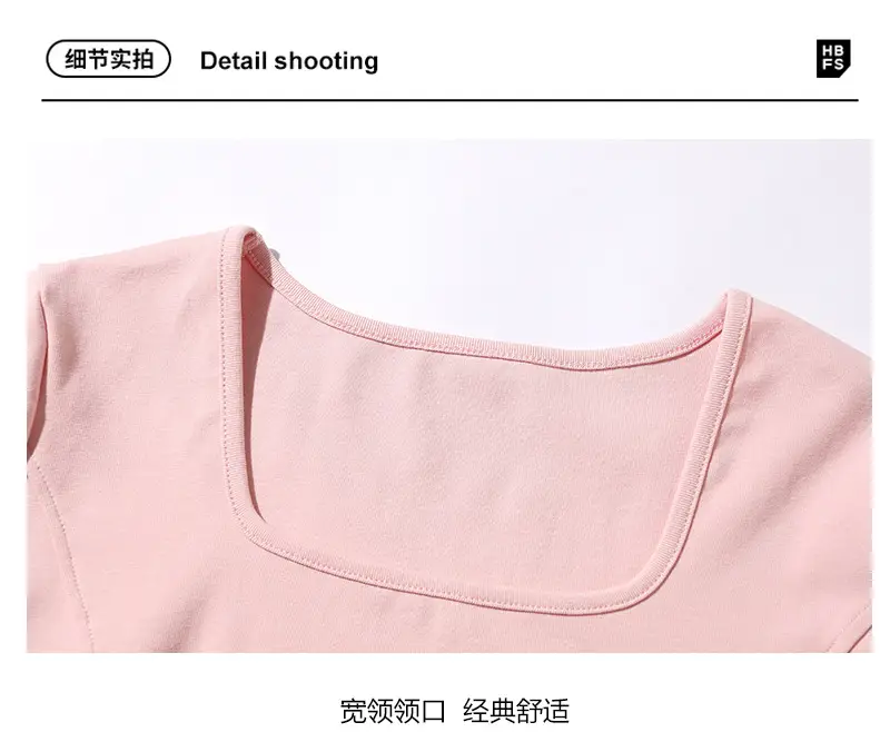Women Pink Square Collar Slim Fit T-Shirt — feature 8