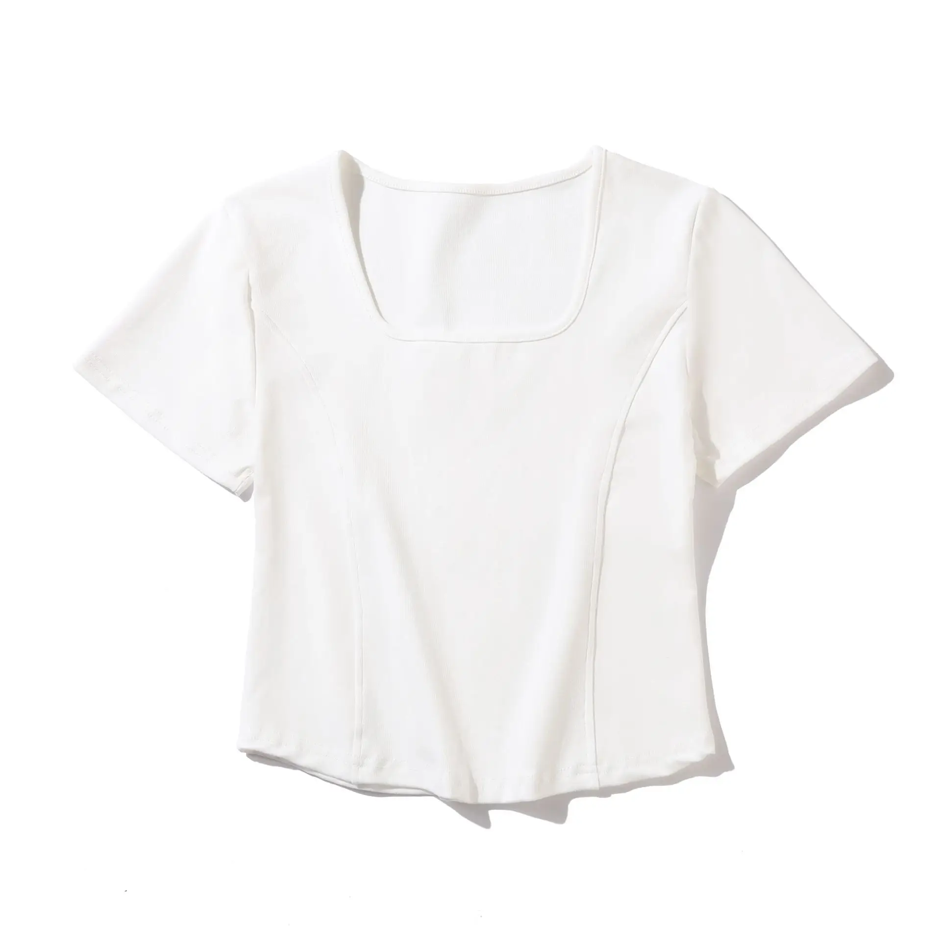 Women Pink Square Collar Slim Fit T-Shirt