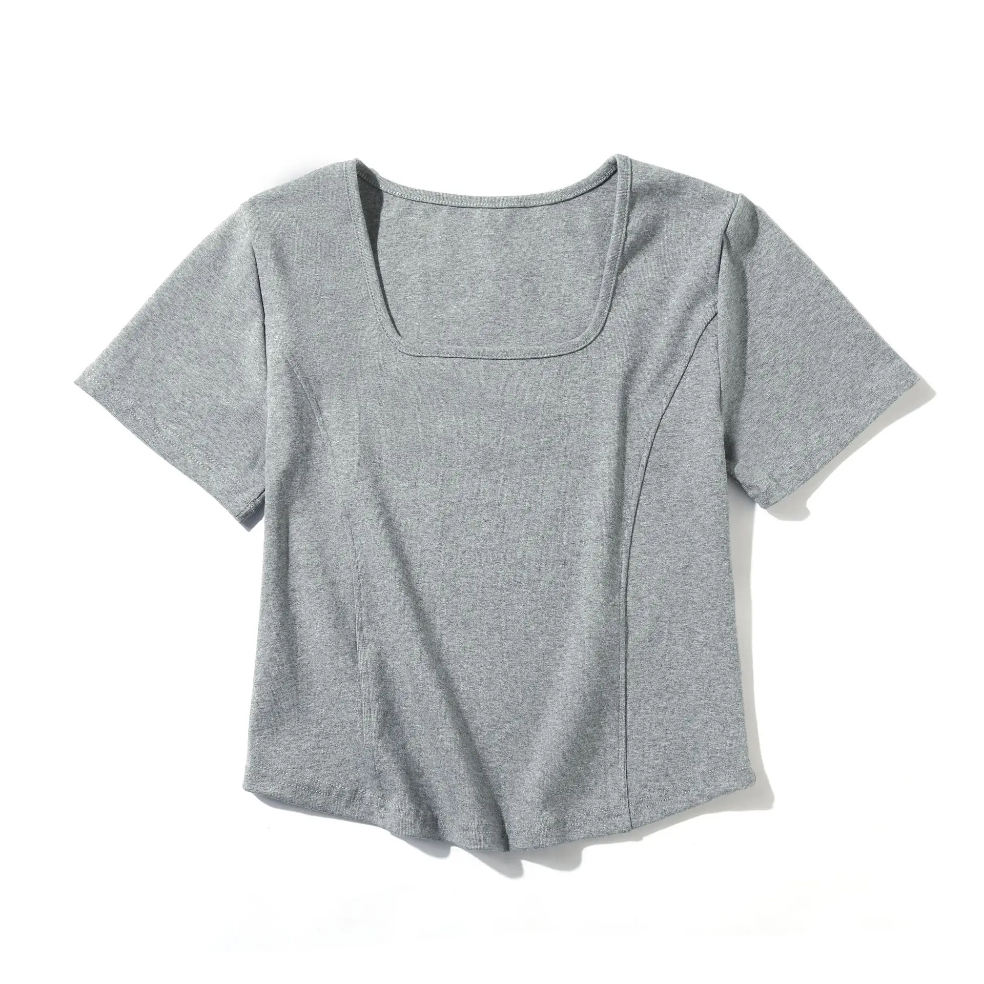 Women Pink Square Collar Slim Fit T-Shirt