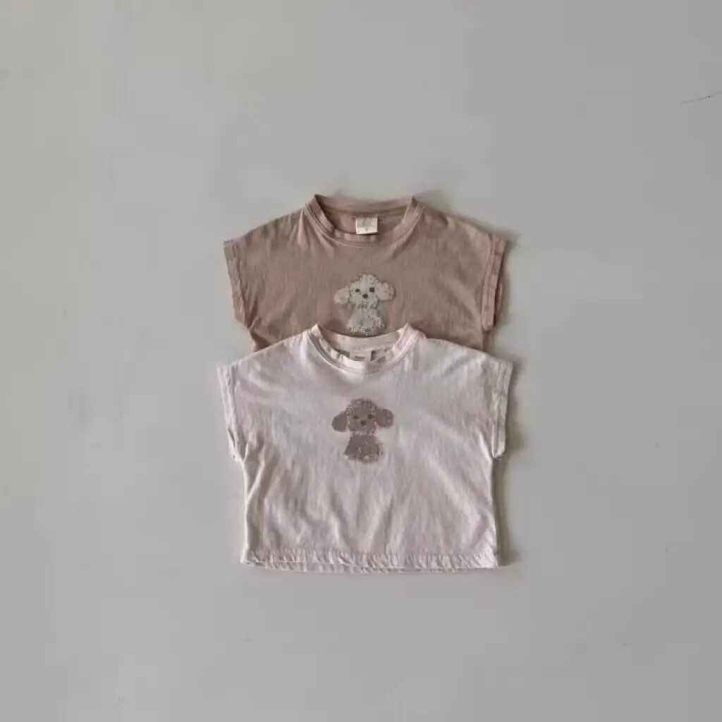 Korean-style Dog Print T-Shirt for Kids - Image 3