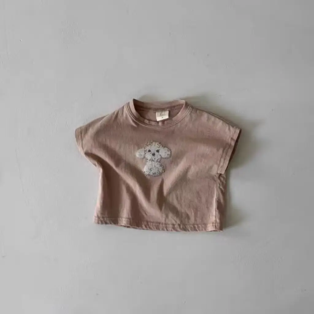 Korean-style Dog Print T-Shirt for Kids - Image 5