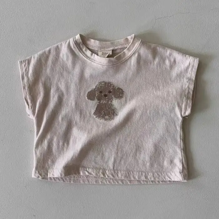 Korean-style Dog Print T-Shirt for Kids - Image 2