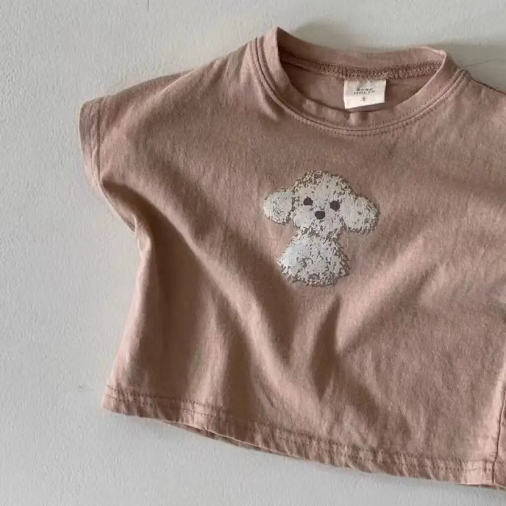 Korean-style Dog Print T-Shirt for Kids - Image 6