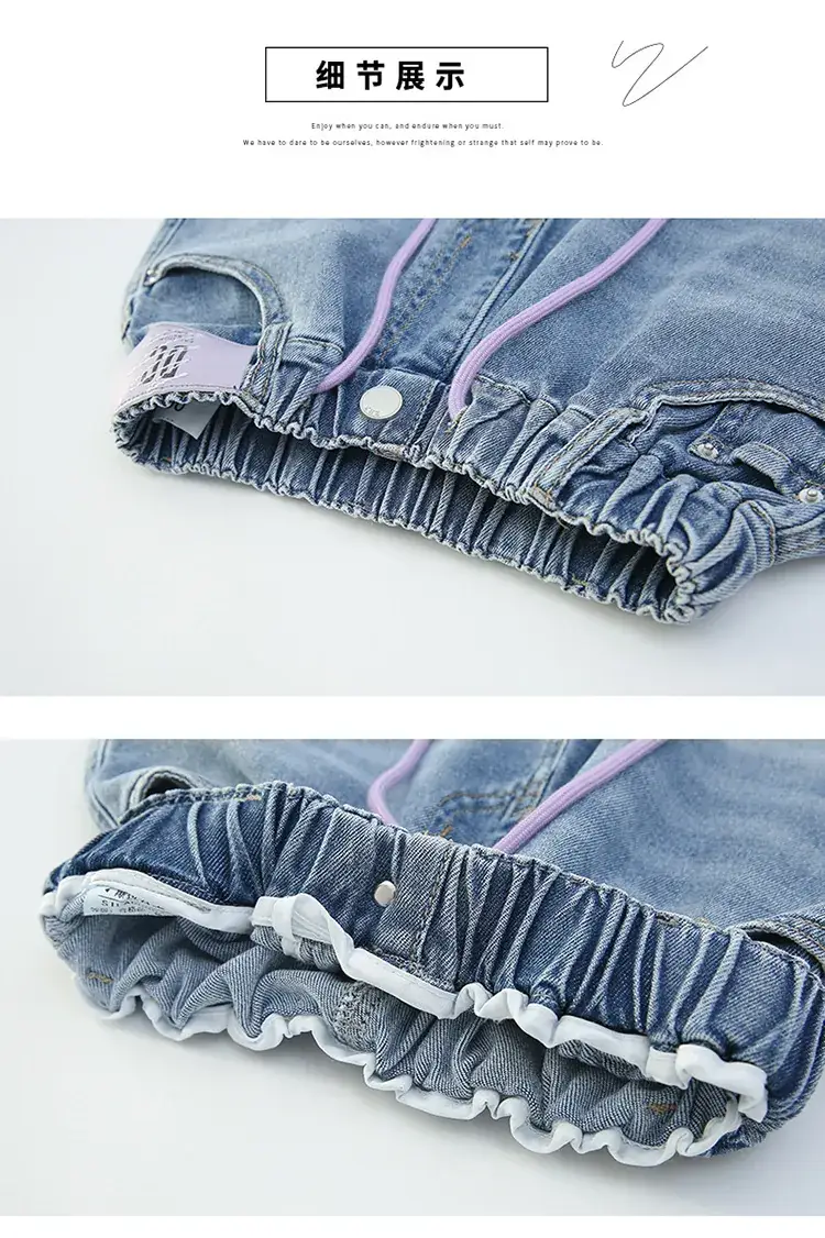 Girls' Denim Shorts Summer Thin 2025 New Medium and Large Kidsren's Elastic Five-Point Medium Pants Western Style Girls' Pants — feature 18