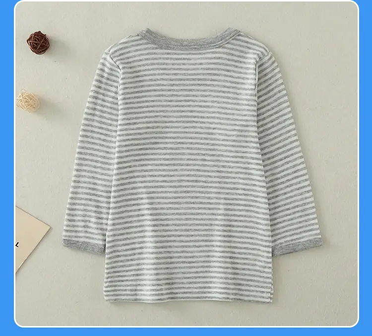 Baby Cotton Long Sleeve T-Shirt Set Gray Striped — feature 22