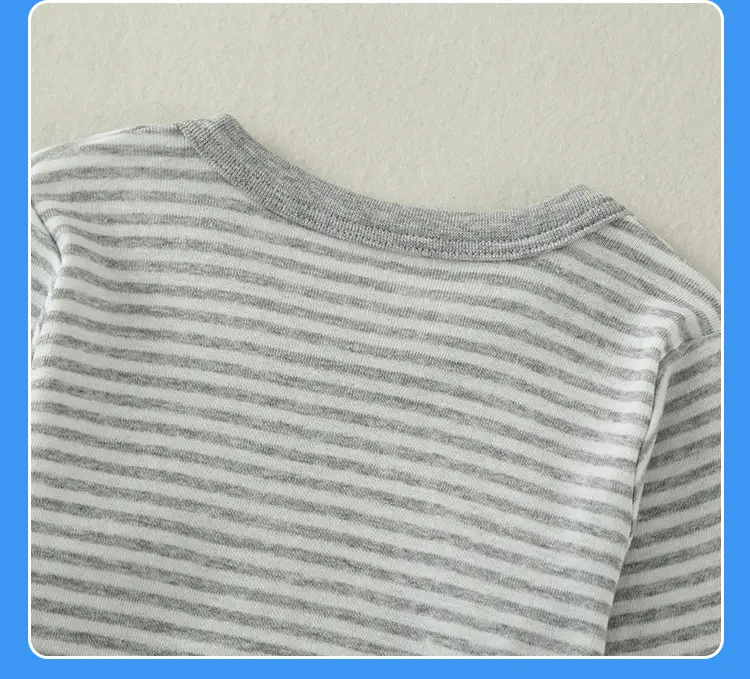 Baby Cotton Long Sleeve T-Shirt Set Gray Striped — feature 23