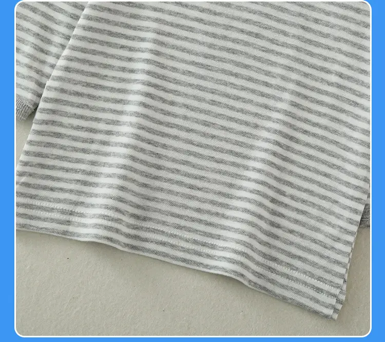Baby Cotton Long Sleeve T-Shirt Set Gray Striped — feature 24