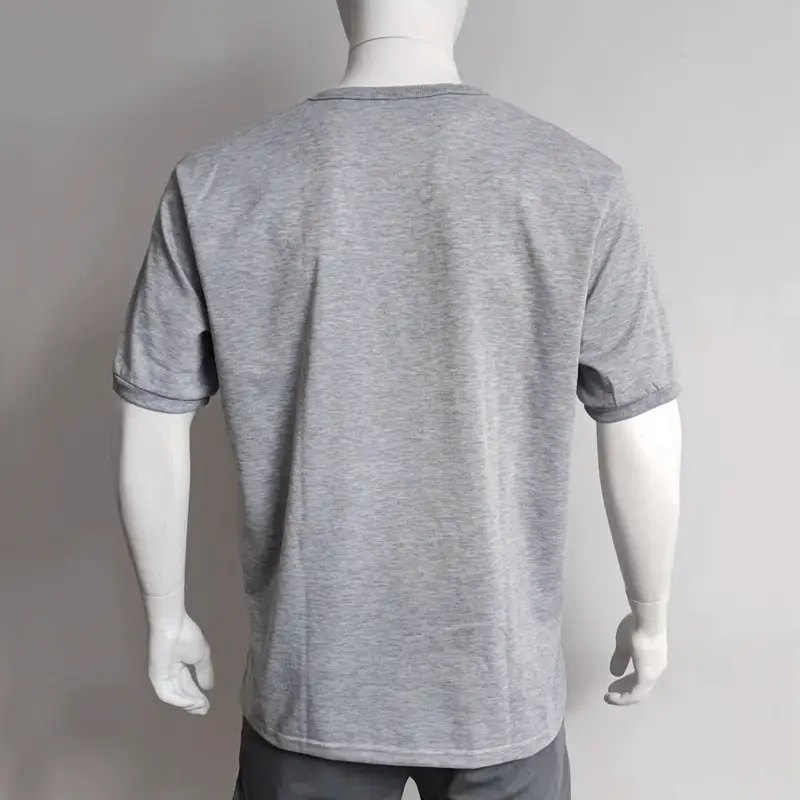 Men Blue Button Henley T-Shirt Short Sleeve Round Neck — feature 10