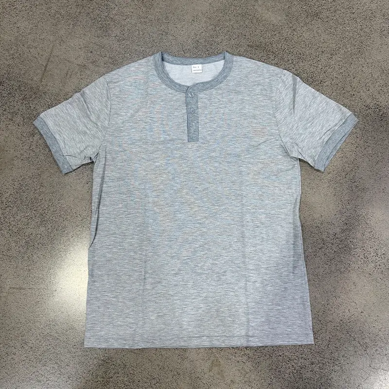 Men Blue Button Henley T-Shirt Short Sleeve Round Neck — feature 11