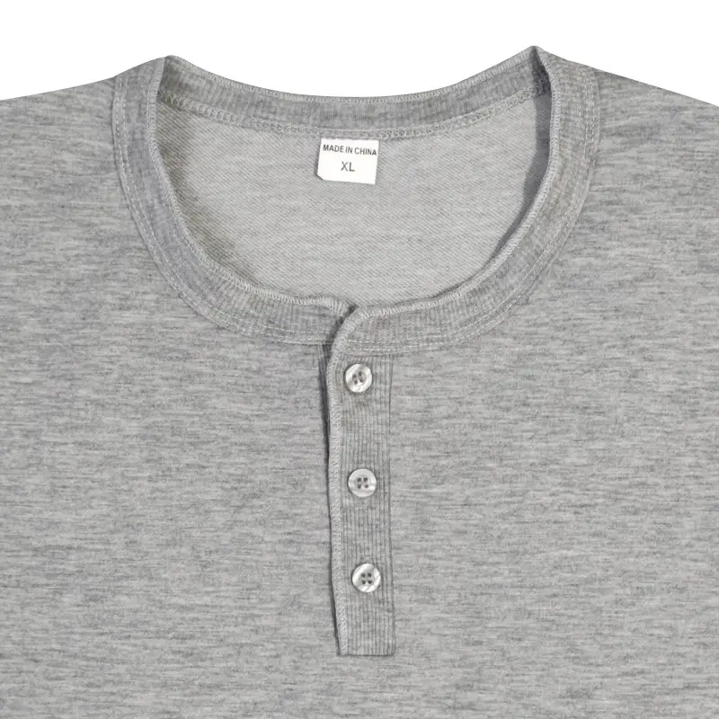Men Blue Button Henley T-Shirt Short Sleeve Round Neck — feature 13