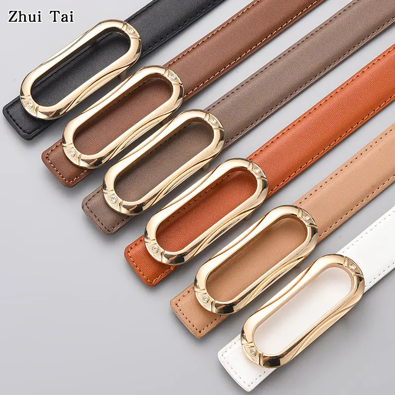 Brown Leather Belt with Gold Plate Buckle - Image 7