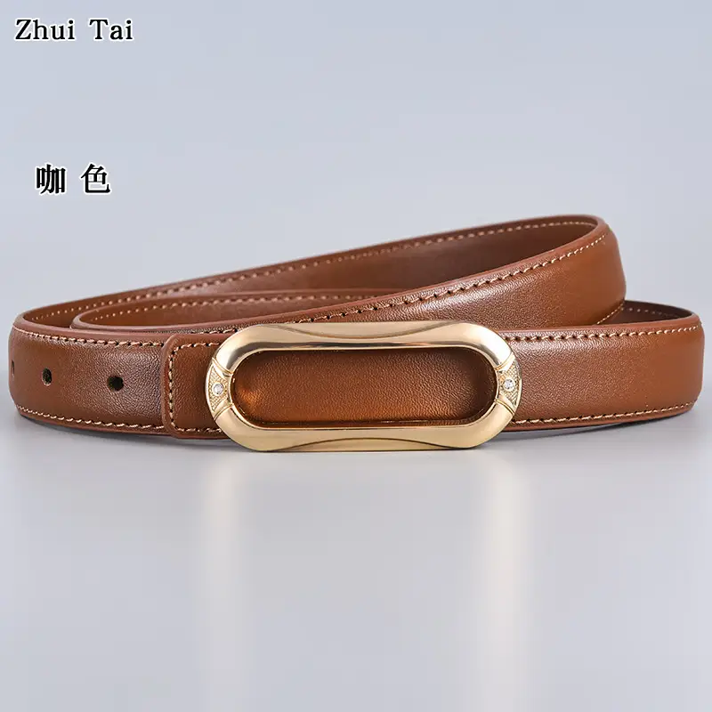 Brown Leather Belt with Gold Plate Buckle β feature 12