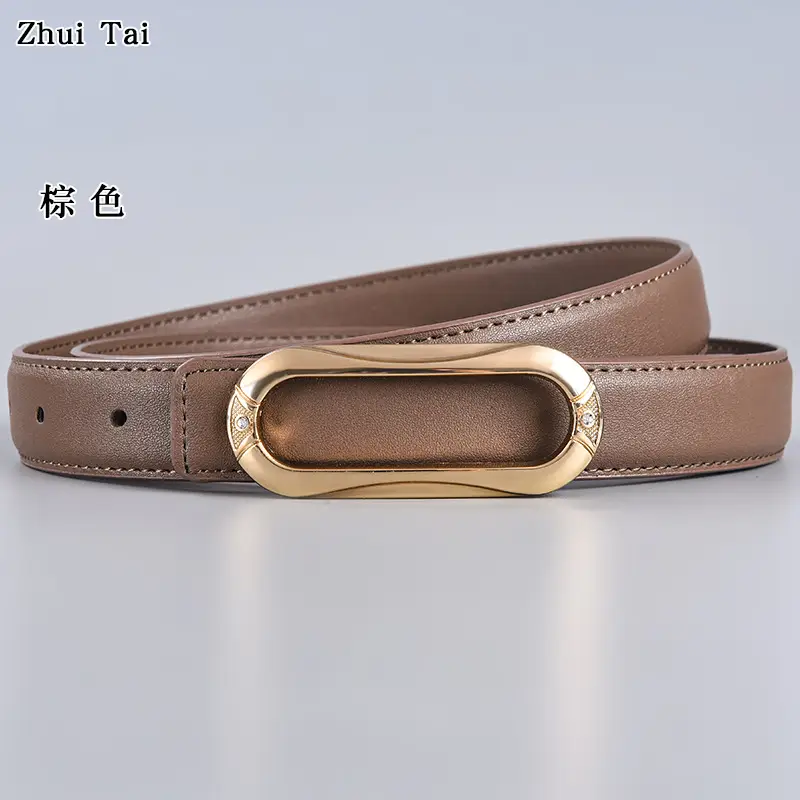 Brown Leather Belt with Gold Plate Buckle β feature 14