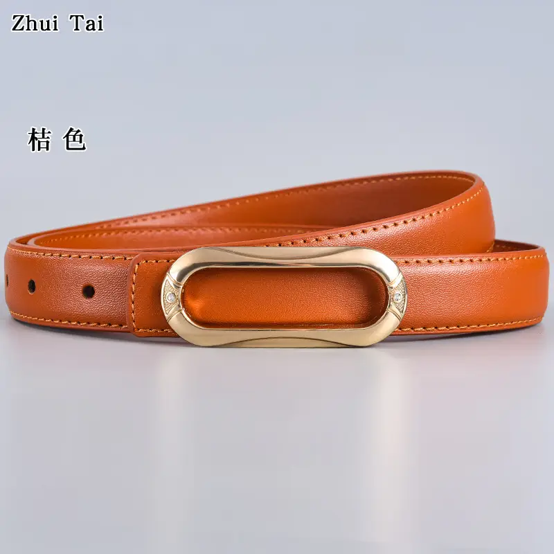 Brown Leather Belt with Gold Plate Buckle - Image 3