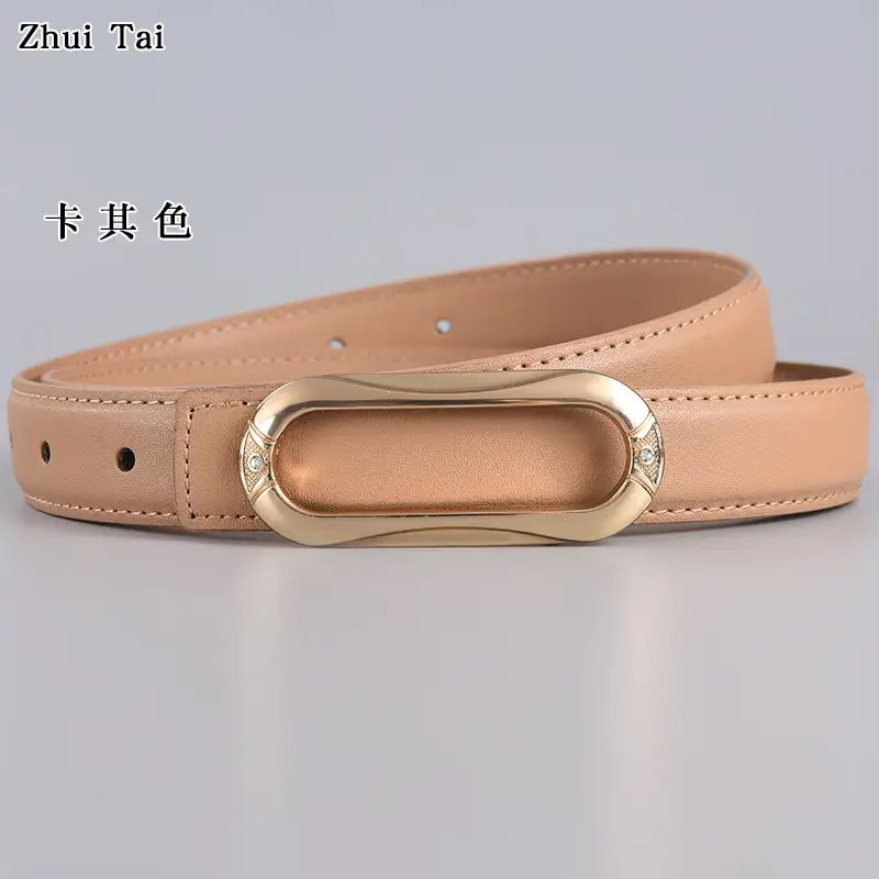 Brown Leather Belt with Gold Plate Buckle - Image 5