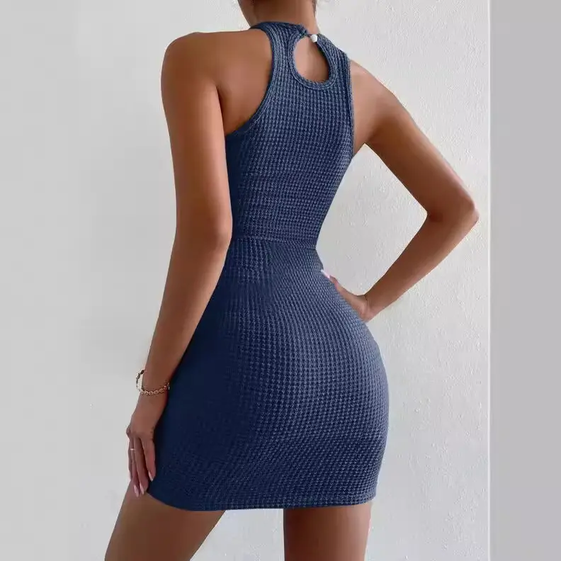 European Hot Girl Dress Sexy Hollow Hip-Hugging Short Skirt