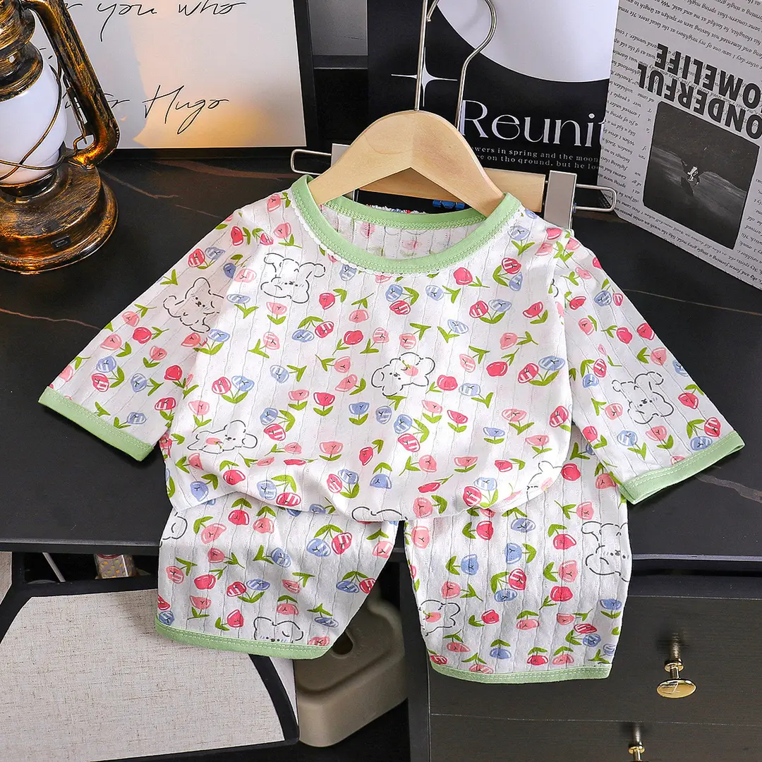 Children's Pajamas Set Pure Cotton Summer New Boys' Clothes Girls Home Clothes Thin Air-Conditioned Clothes Children's Clothing Wholesale