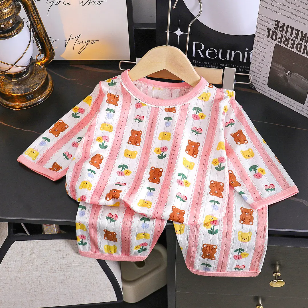 Children's Pajamas Set Pure Cotton Summer New Boys' Clothes Girls Home Clothes Thin Air-Conditioned Clothes Children's Clothing Wholesale