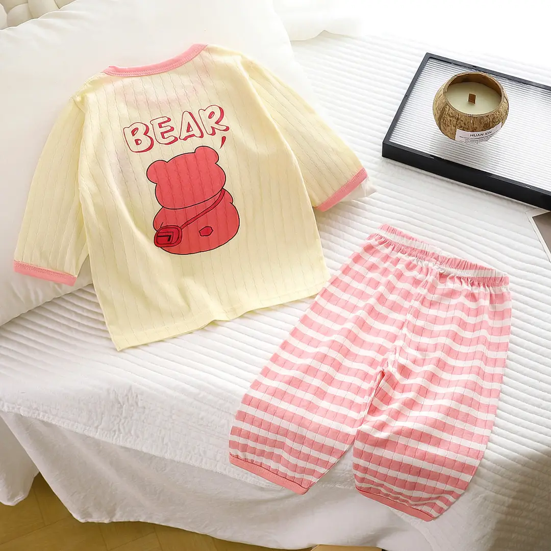 Children's Pajamas Set Pure Cotton Summer New Boys' Clothes Girls Home Clothes Thin Air-Conditioned Clothes Children's Clothing Wholesale