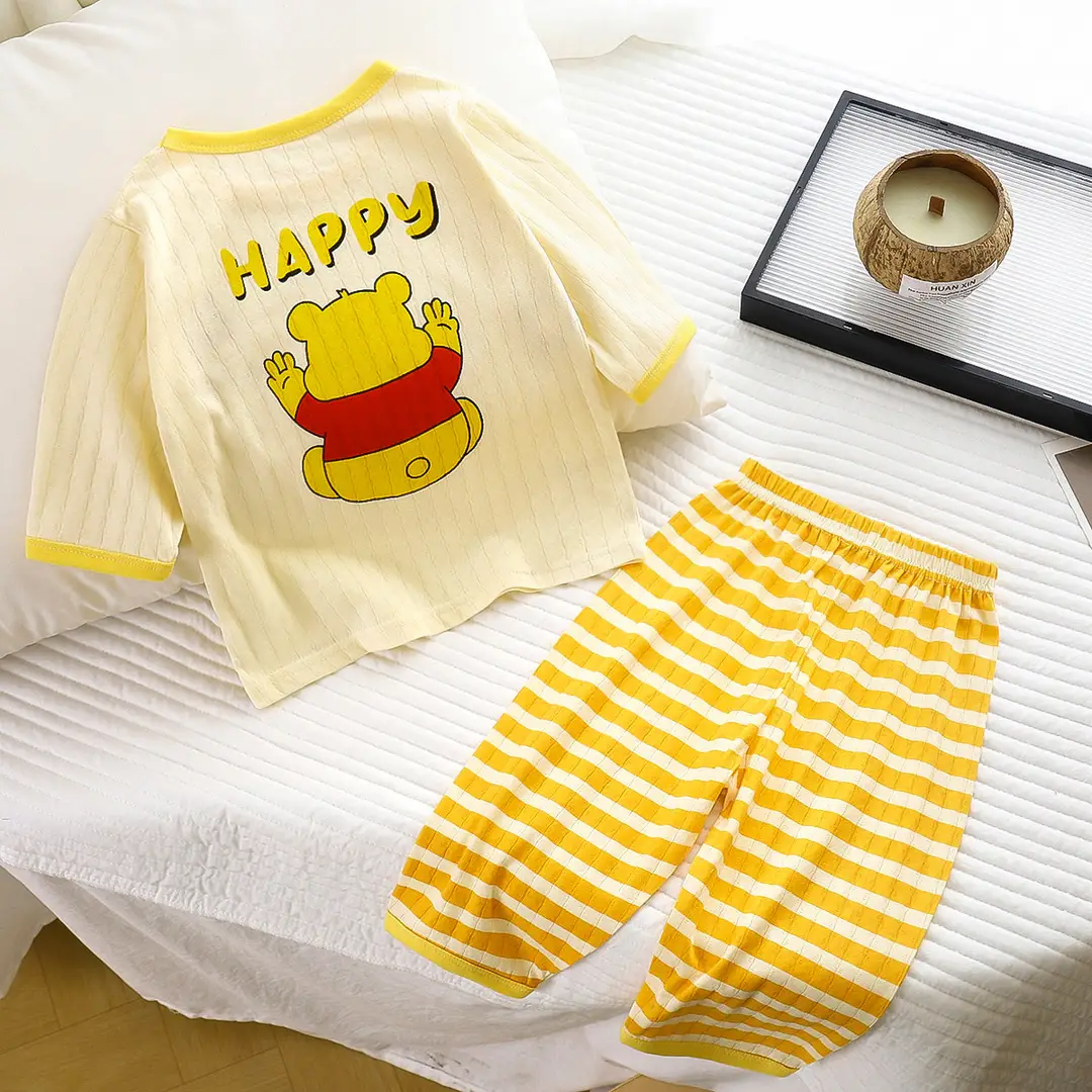 Children's Pajamas Set Pure Cotton Summer New Boys' Clothes Girls Home Clothes Thin Air-Conditioned Clothes Children's Clothing Wholesale