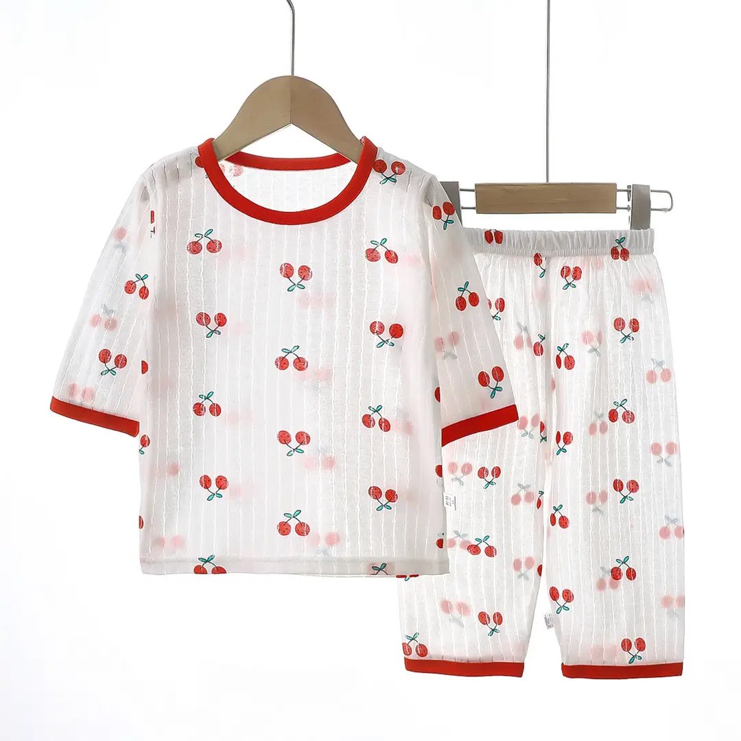 Children's Pajamas Set Pure Cotton Summer New Boys' Clothes Girls Home Clothes Thin Air-Conditioned Clothes Children's Clothing Wholesale