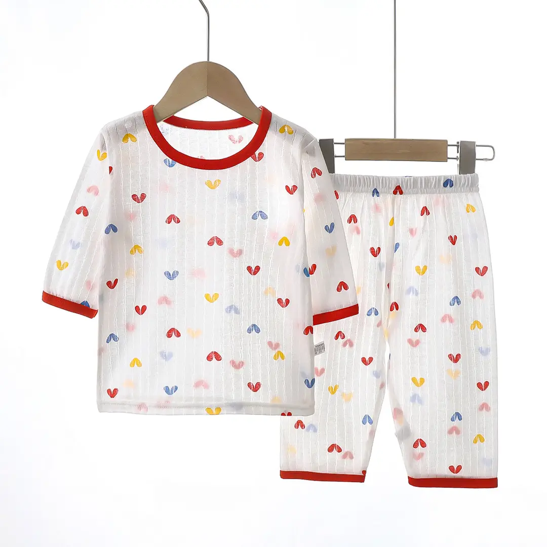 Children's Pajamas Set Pure Cotton Summer New Boys' Clothes Girls Home Clothes Thin Air-Conditioned Clothes Children's Clothing Wholesale